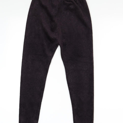 Preworn Womens Purple  Velour Jogger Trousers Size 12 L23 in - Brocade Imprint Dark Purplle