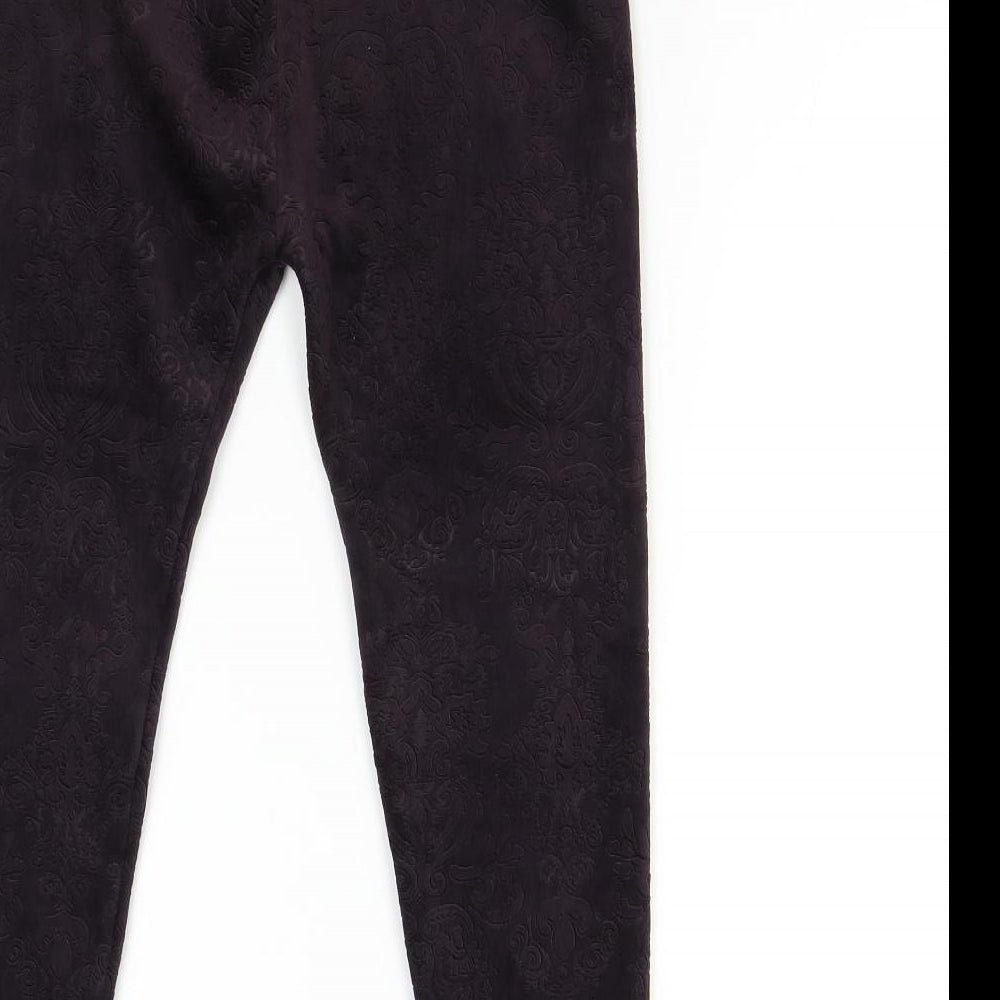 Preworn Womens Purple  Velour Jogger Trousers Size 12 L23 in - Brocade Imprint Dark Purplle