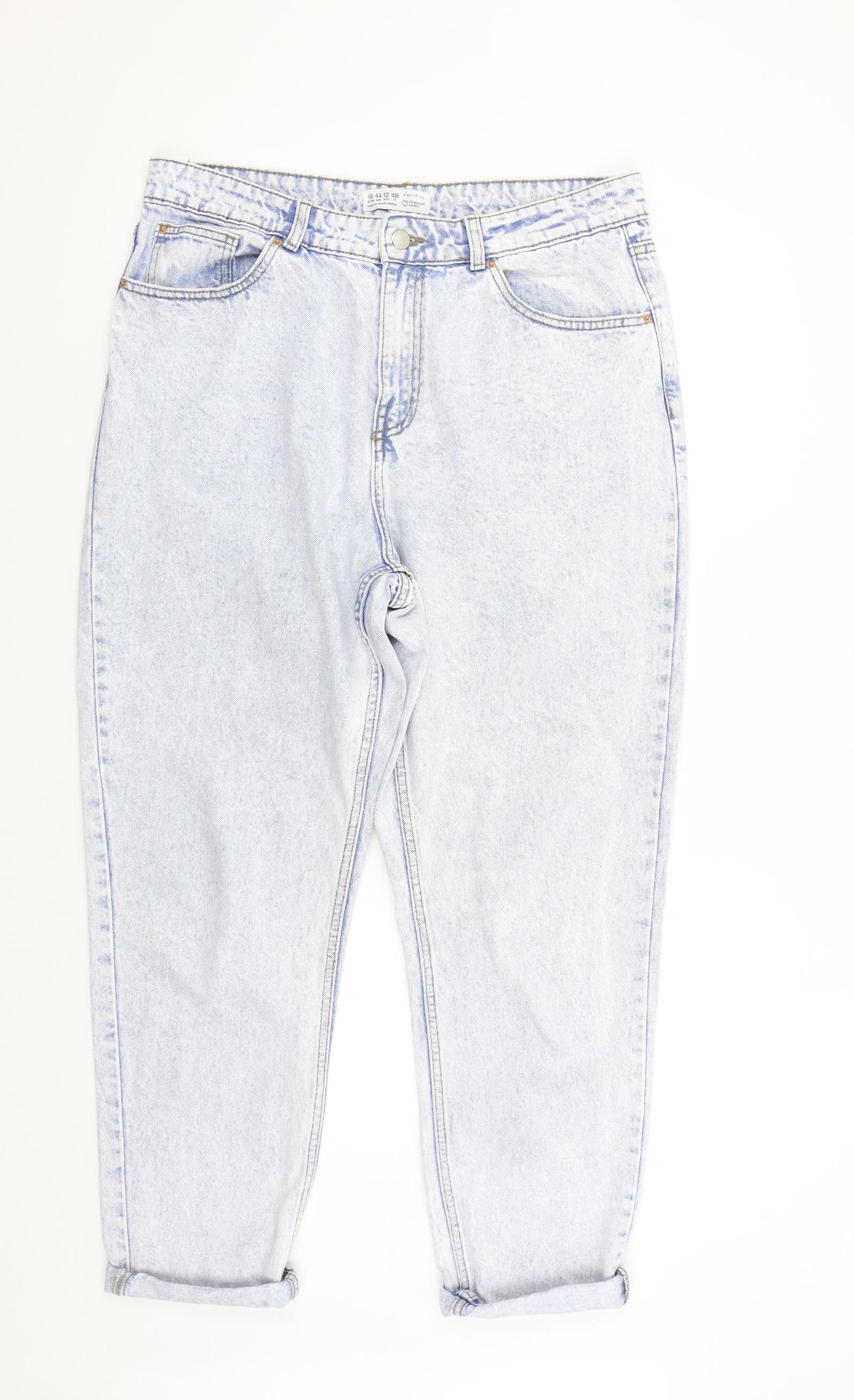 Primark Womens Blue  Denim Mom Jeans Size 16 L27 in