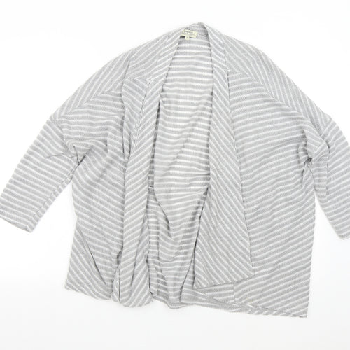 Matalan Womens Grey Striped  Cardigan Jumper Size 14
