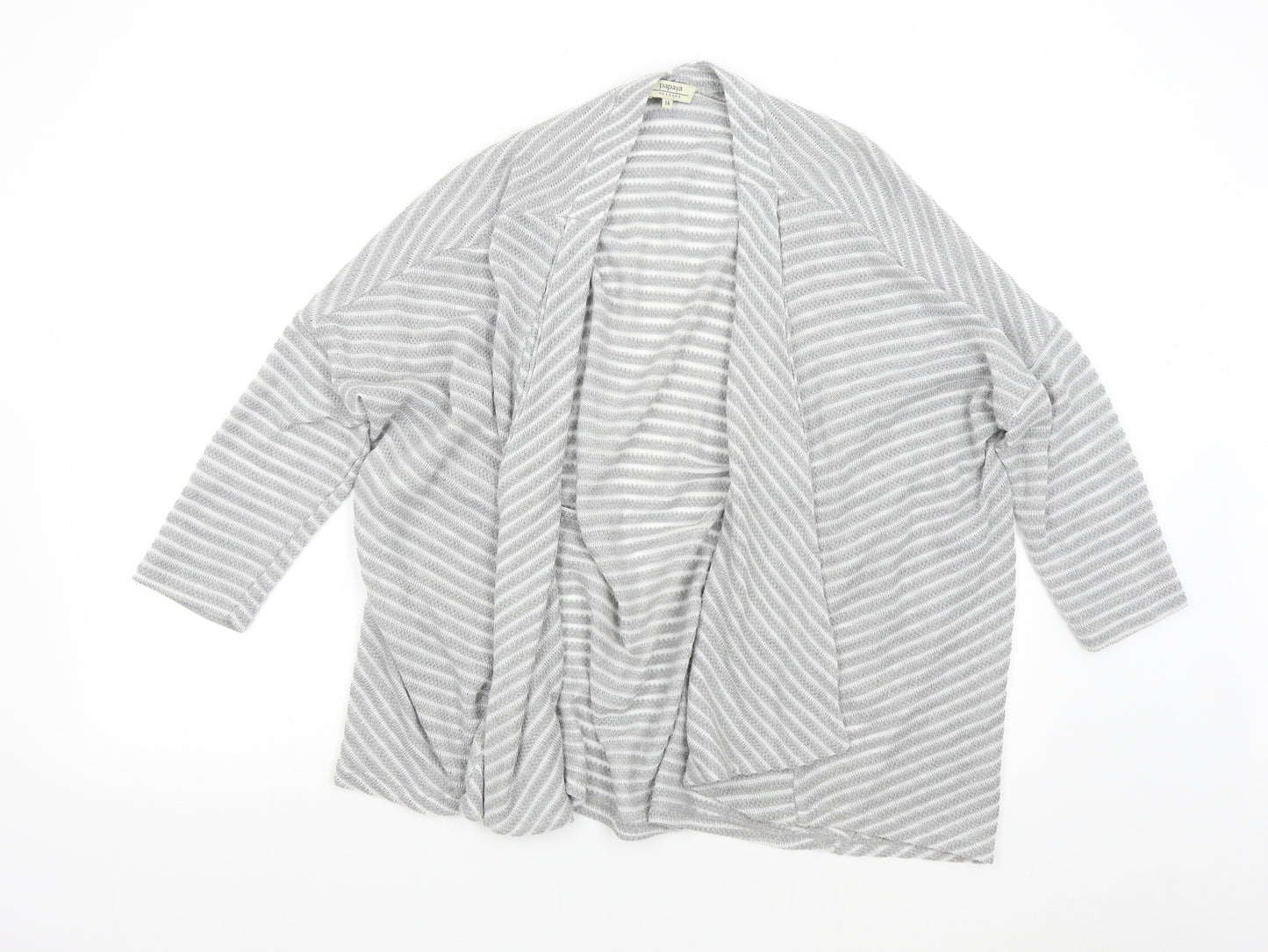 Matalan Womens Grey Striped  Cardigan Jumper Size 14