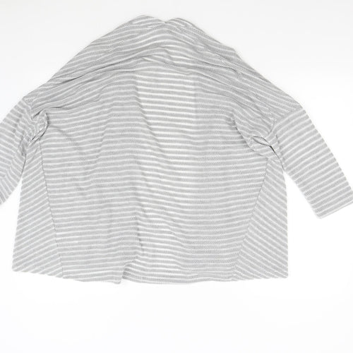 Matalan Womens Grey Striped  Cardigan Jumper Size 14