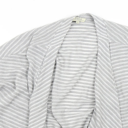 Matalan Womens Grey Striped  Cardigan Jumper Size 14