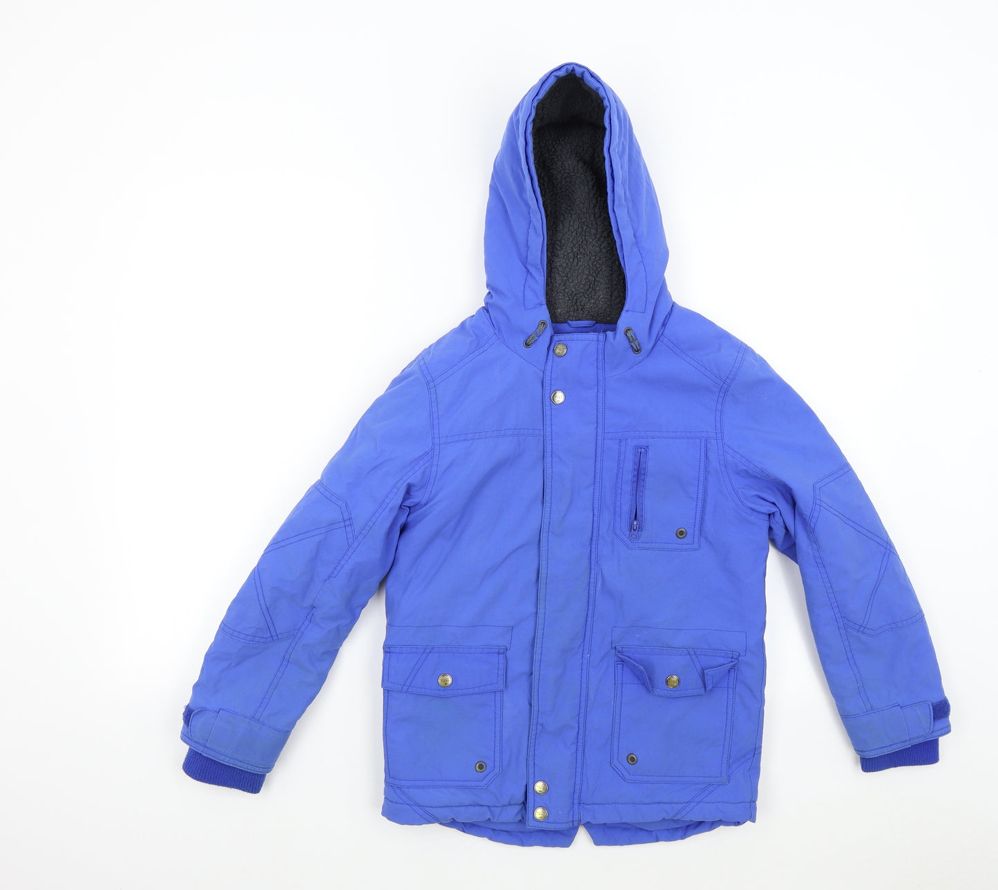 M&S Boys Blue   Overcoat Coat Size 9-10 Years