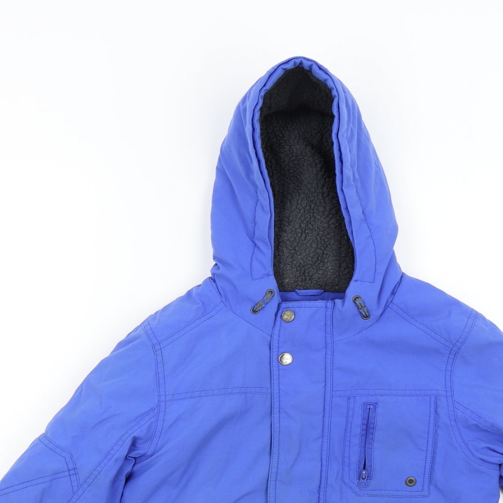 M&S Boys Blue   Overcoat Coat Size 9-10 Years
