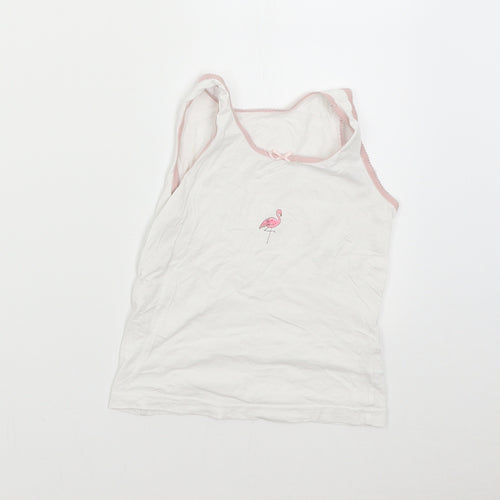 George Girls White   Basic Tank Size 4-5 Years  - Flamingo