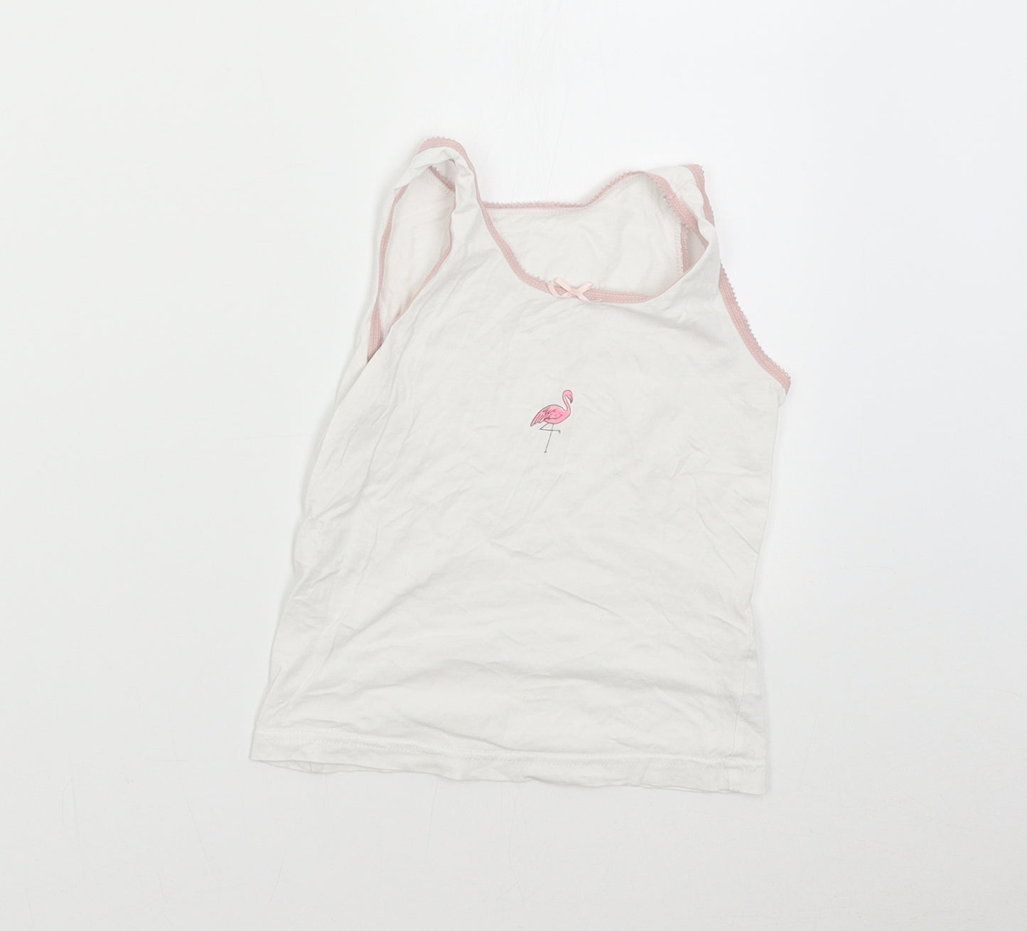 George Girls White   Basic Tank Size 4-5 Years  - Flamingo