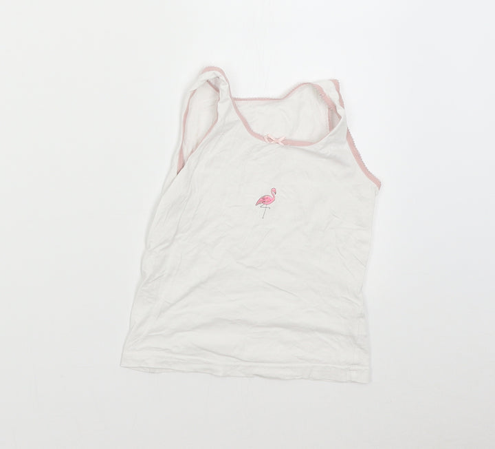 George Girls White   Basic Tank Size 4-5 Years  - Flamingo
