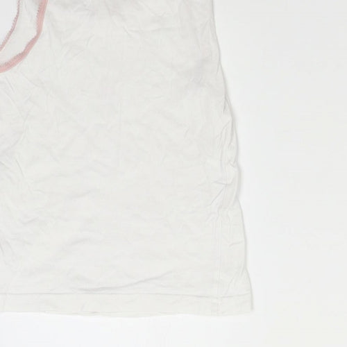 George Girls White   Basic Tank Size 4-5 Years  - Flamingo