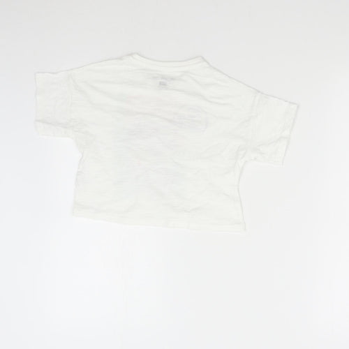 F&F Girls White   Basic T-Shirt Size 7-8 Years  - Dalmatian Summer