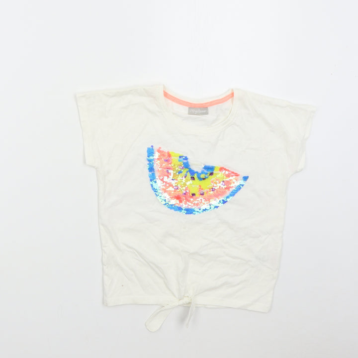 Matalan Girls White   Basic T-Shirt Size 9 Years