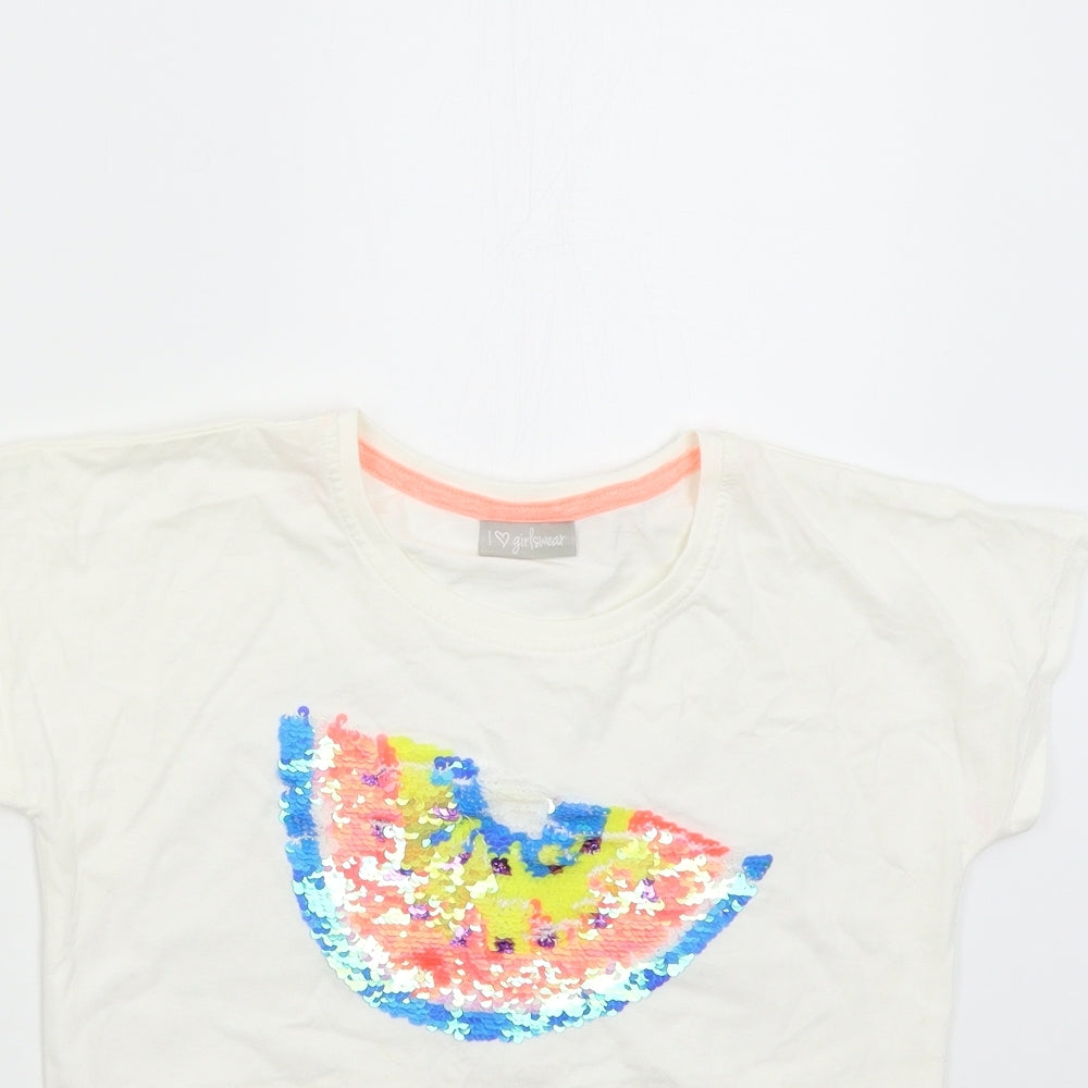 Matalan Girls White   Basic T-Shirt Size 9 Years