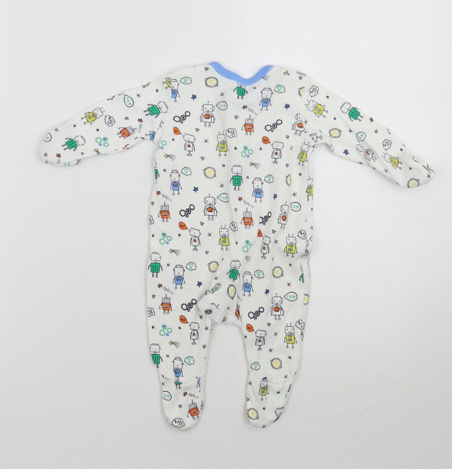 George Baby White Geometric  Babygrow One-Piece Size Newborn