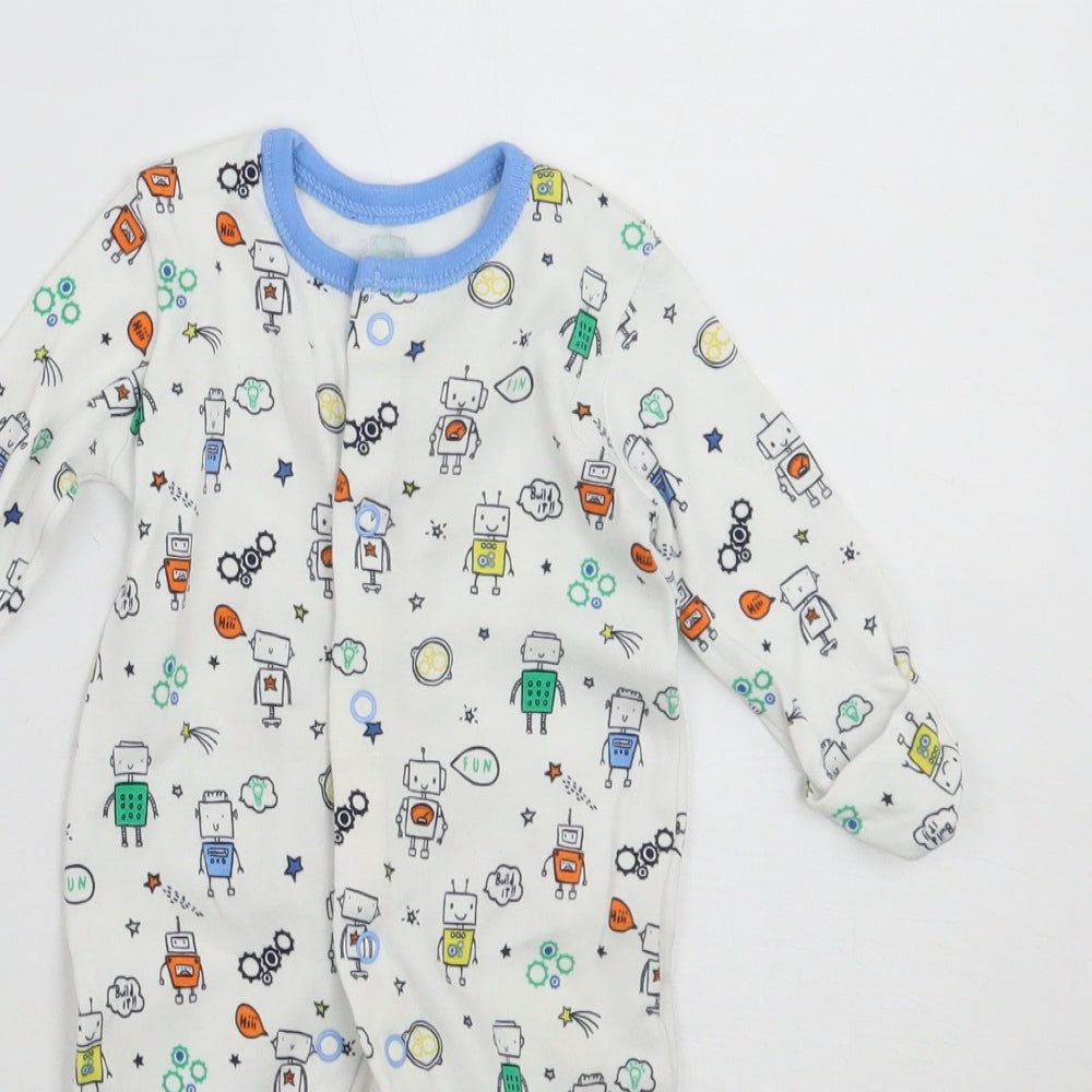 George Baby White Geometric  Babygrow One-Piece Size Newborn