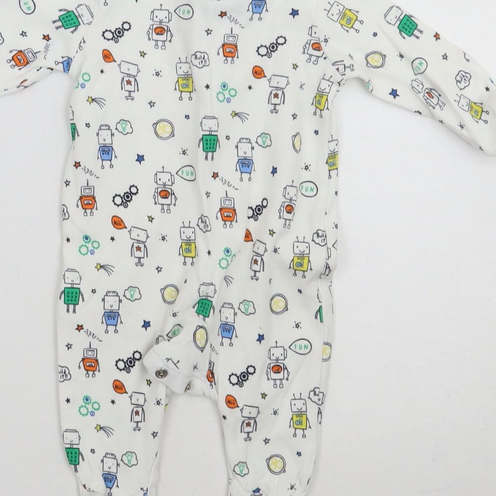 George Baby White Geometric  Babygrow One-Piece Size Newborn
