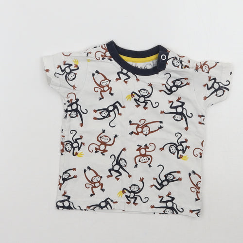 Nutmeg Boys White Geometric  Basic T-Shirt Size 6-9 Months