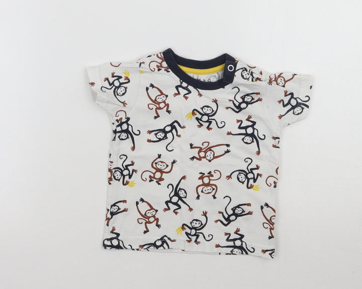 Nutmeg Boys White Geometric Basic T-Shirt Size 6-9 Months