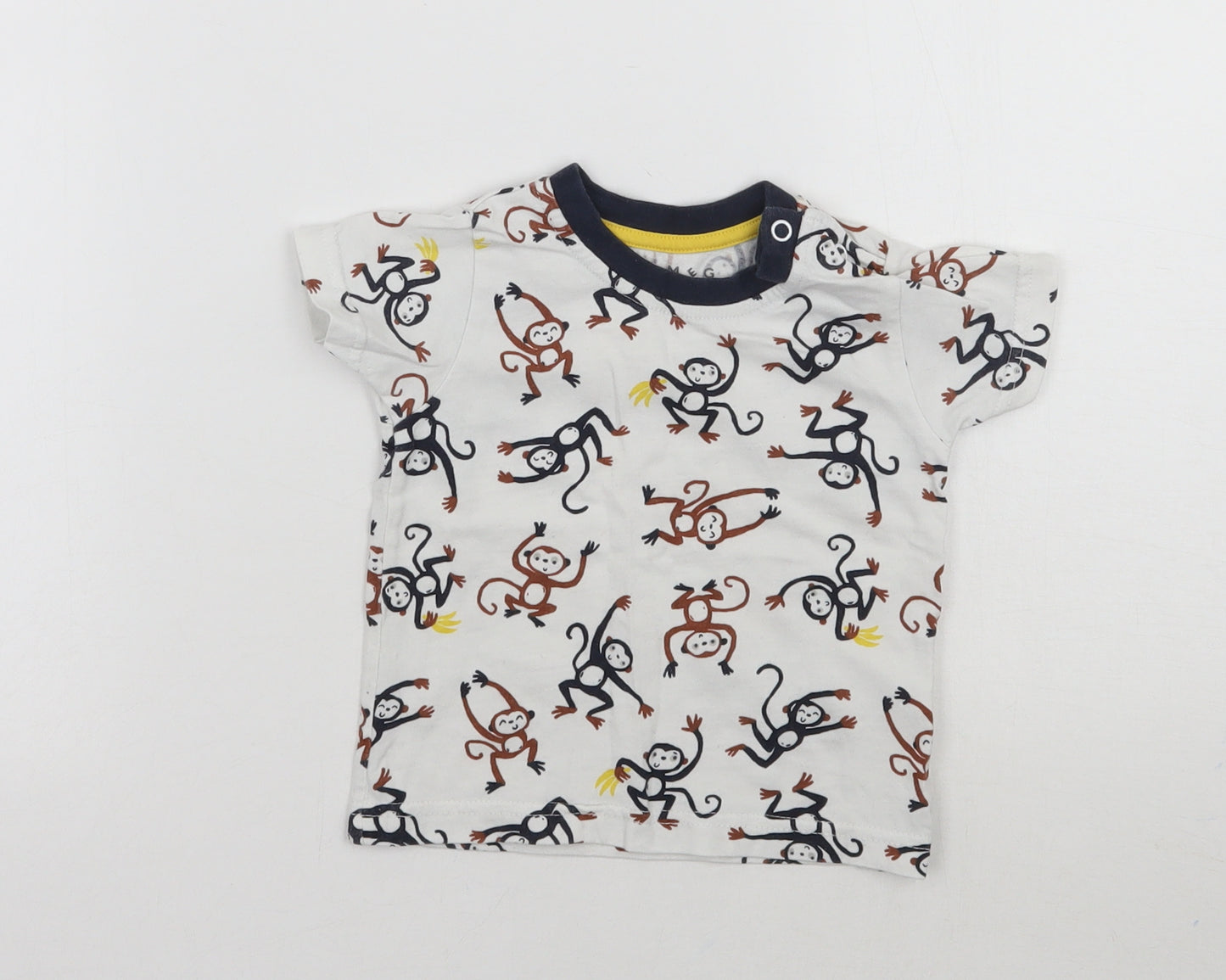 Nutmeg Boys White Geometric  Basic T-Shirt Size 6-9 Months