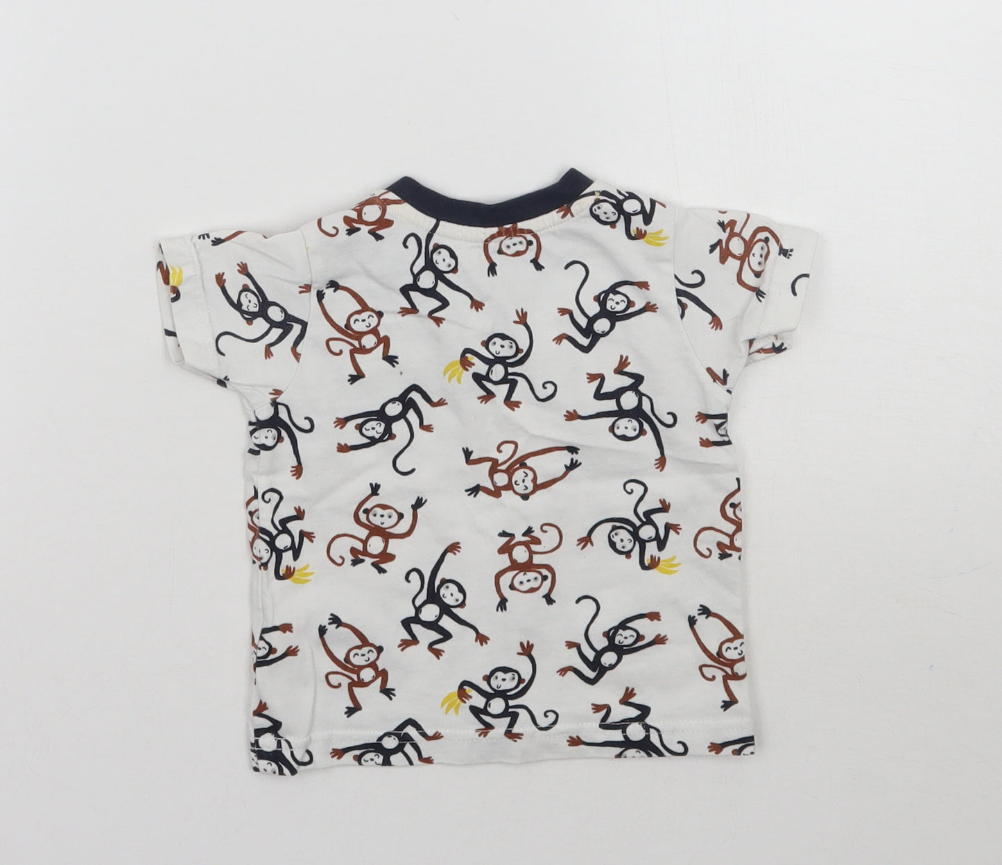Nutmeg Boys White Geometric  Basic T-Shirt Size 6-9 Months