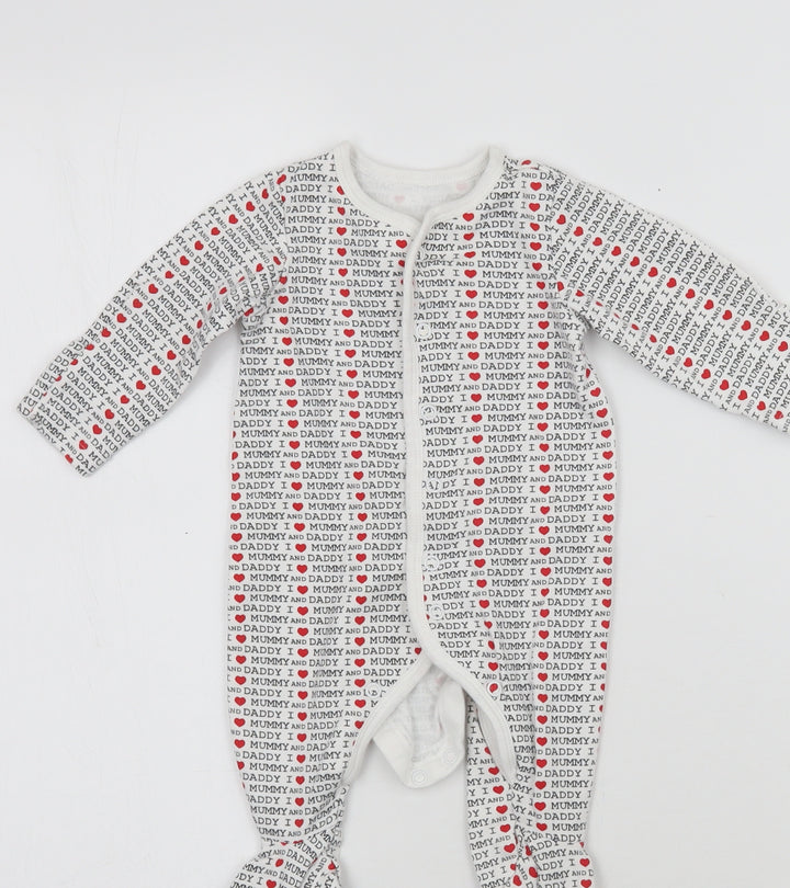 Mothercarew Baby White Geometric  Babygrow One-Piece Size 0-3 Months