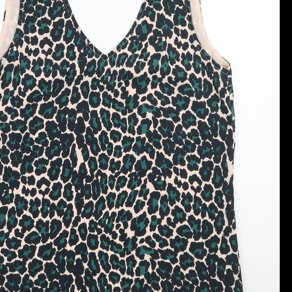Oasis Womens Green Animal Print  Basic Tank Size 8