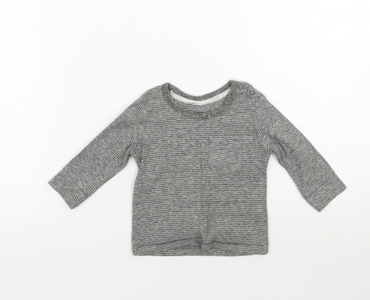 George Baby Grey Striped Basic T-Shirt Size 0-3 Months