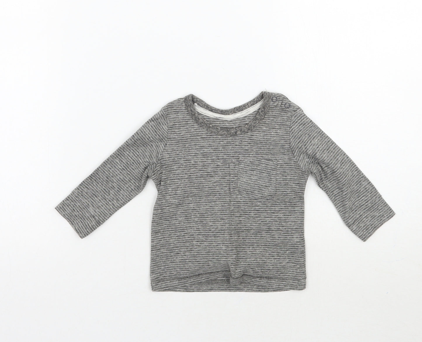 George Baby Grey Striped  Basic T-Shirt Size 0-3 Months