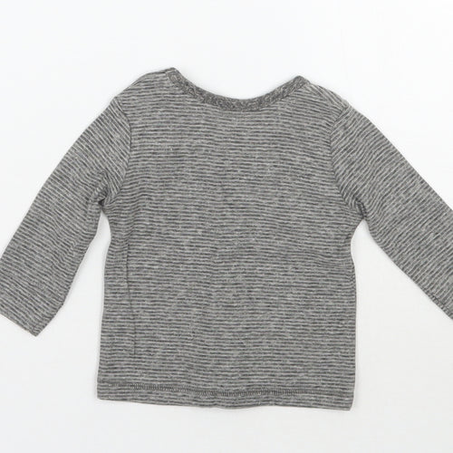 George Baby Grey Striped  Basic T-Shirt Size 0-3 Months