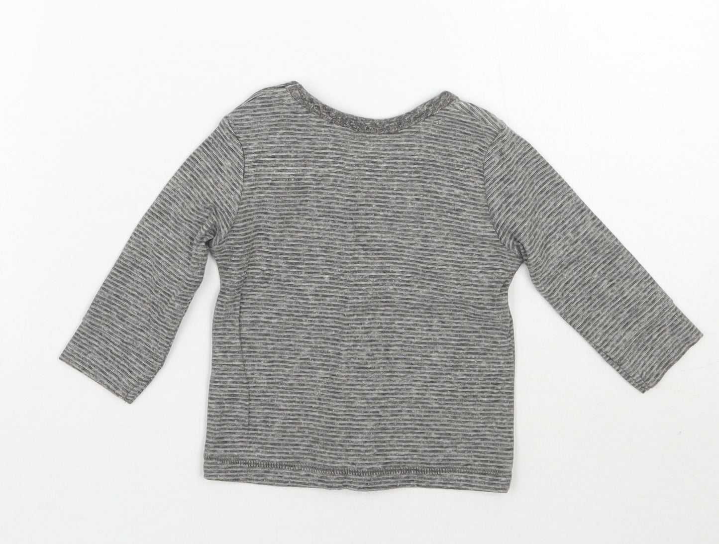 George Baby Grey Striped  Basic T-Shirt Size 0-3 Months