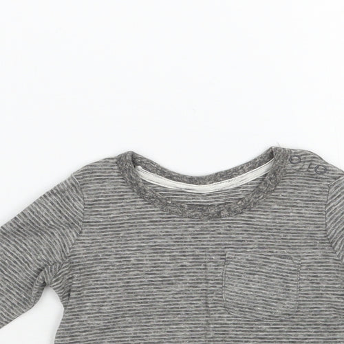 George Baby Grey Striped  Basic T-Shirt Size 0-3 Months