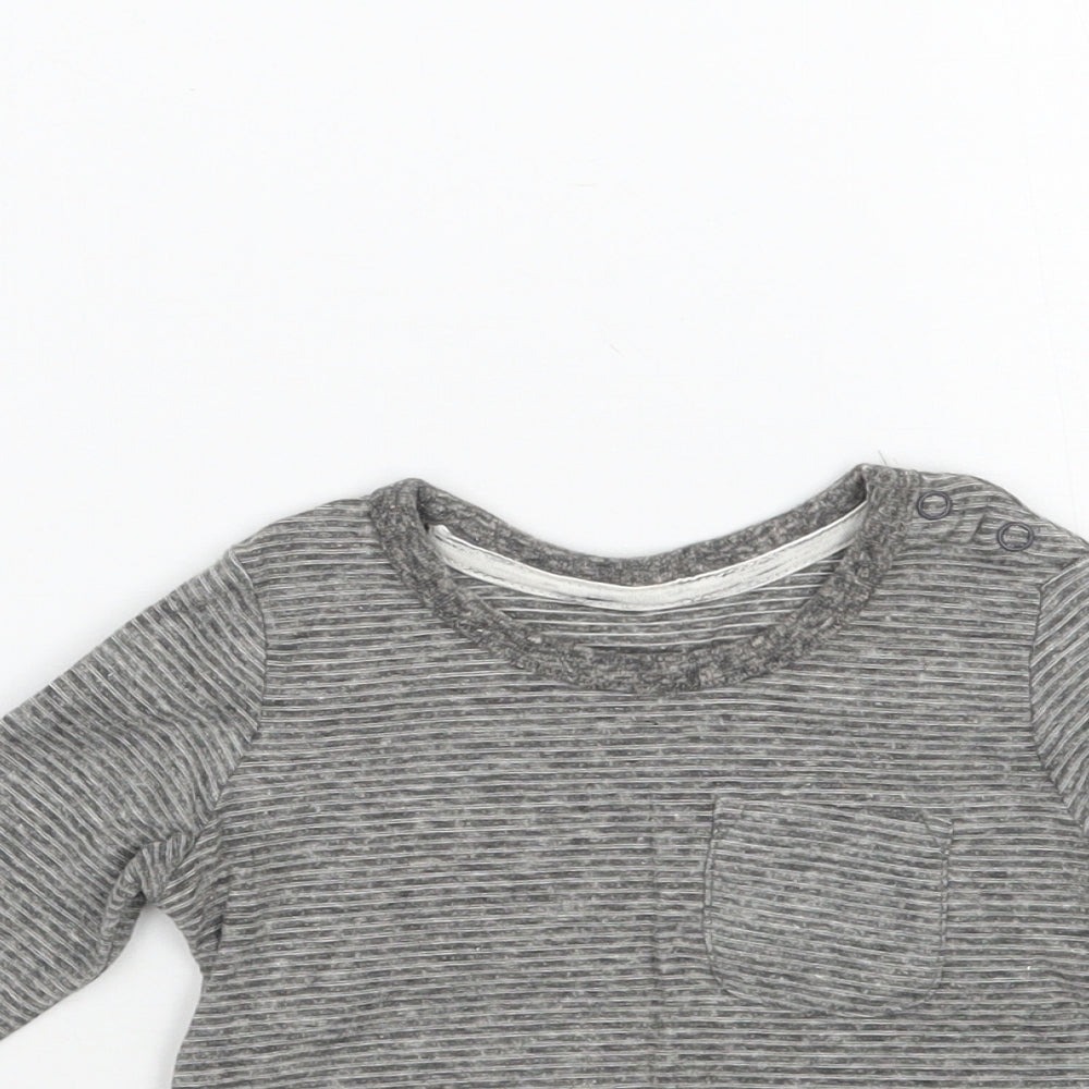 George Baby Grey Striped  Basic T-Shirt Size 0-3 Months