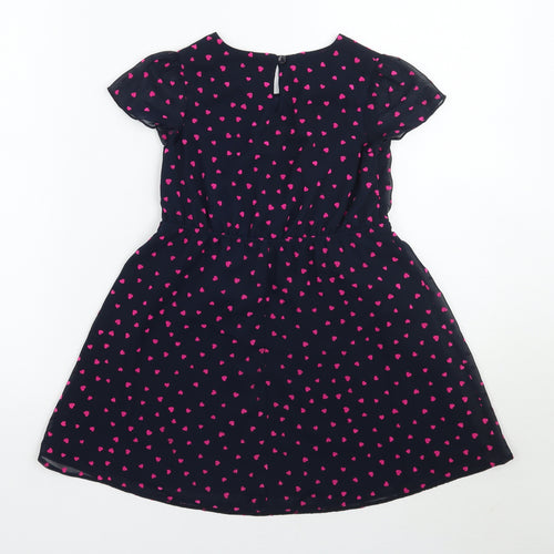 George Girls Blue Geometric Ramie A-Line  Size 5-6 Years
