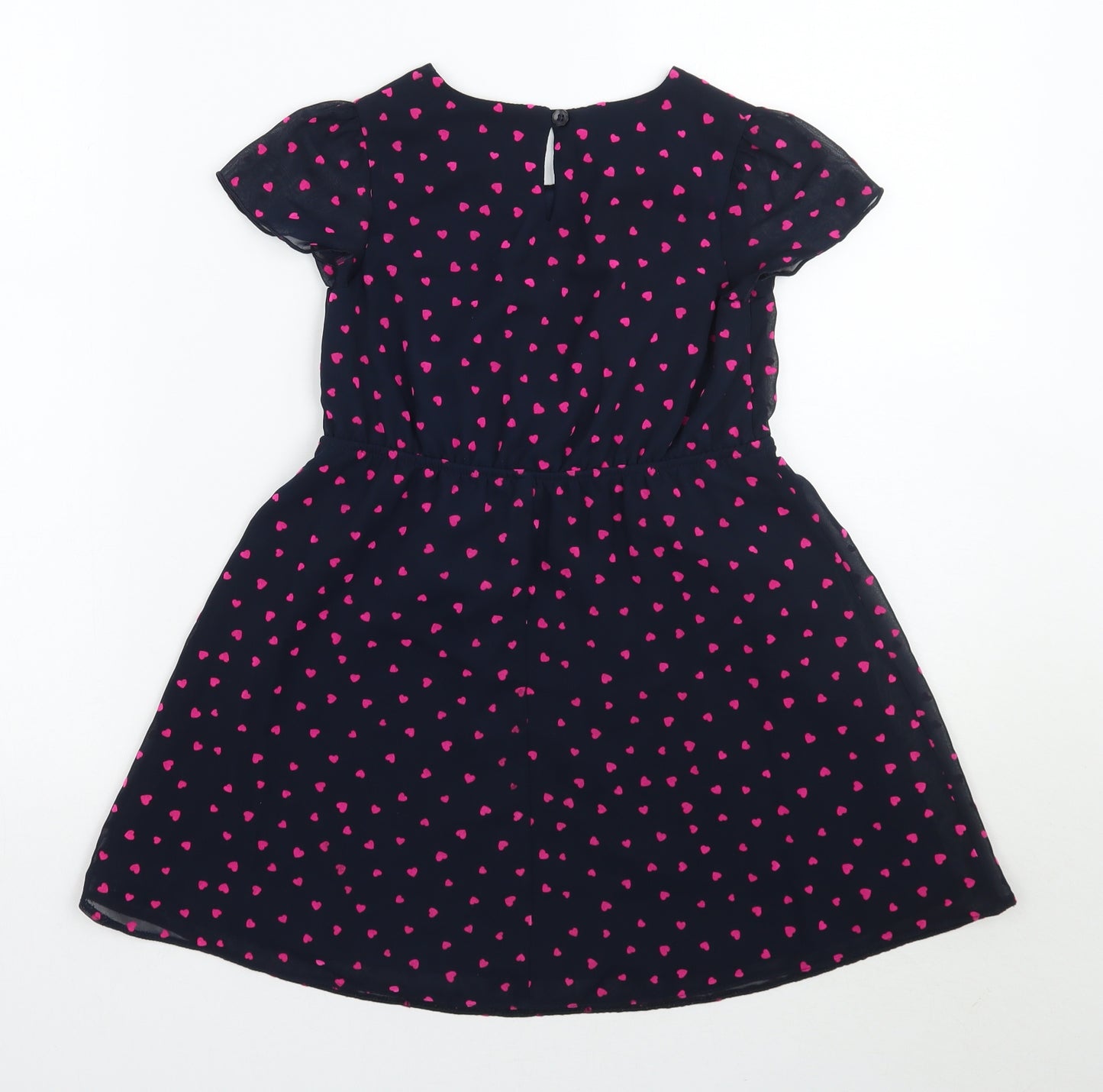 George Girls Blue Geometric Ramie A-Line  Size 5-6 Years