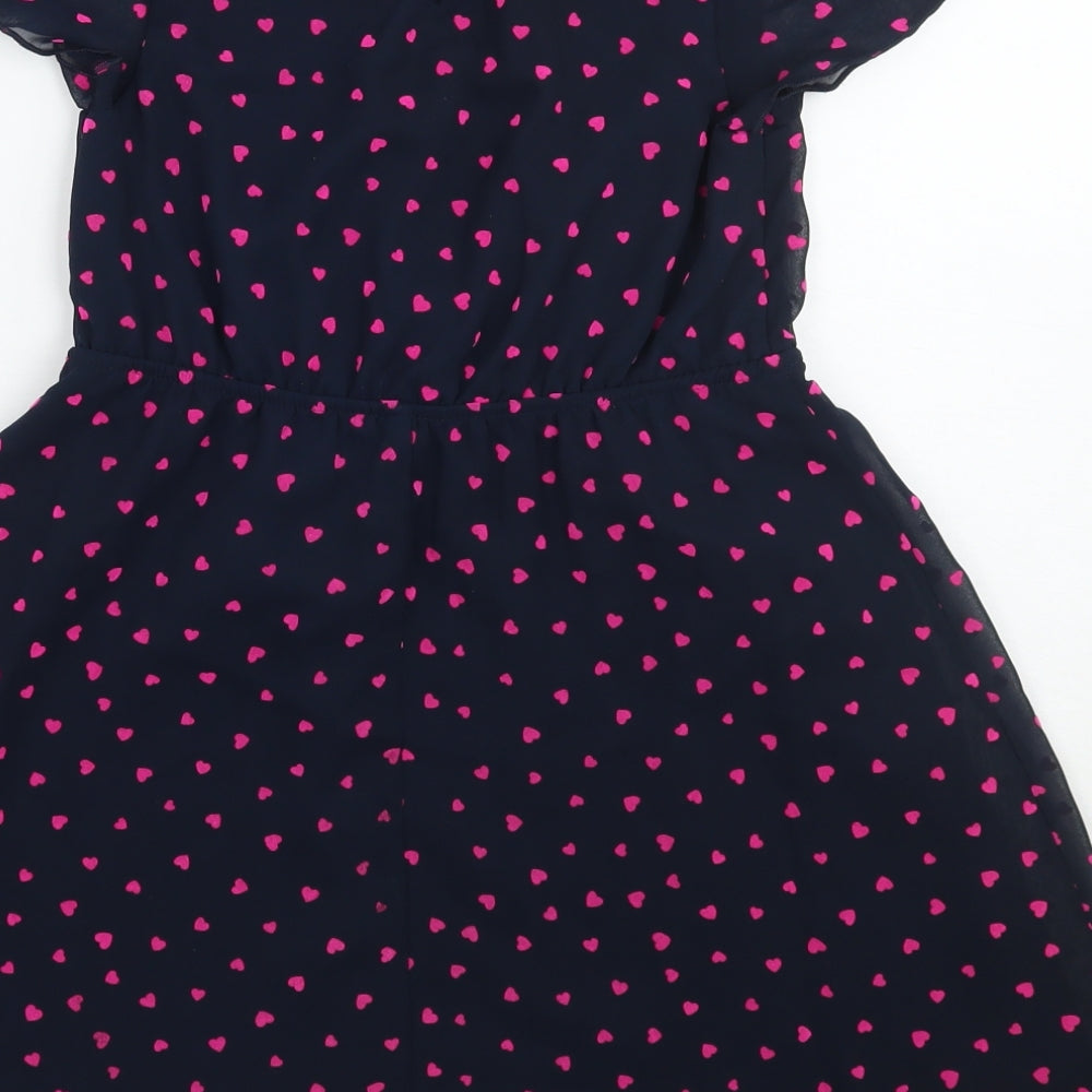 George Girls Blue Geometric Ramie A-Line  Size 5-6 Years