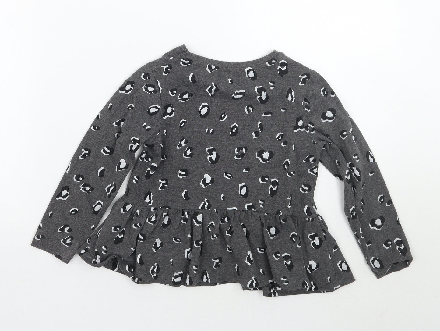 George Girls Grey Animal Print  Basic T-Shirt Size 3-4 Years