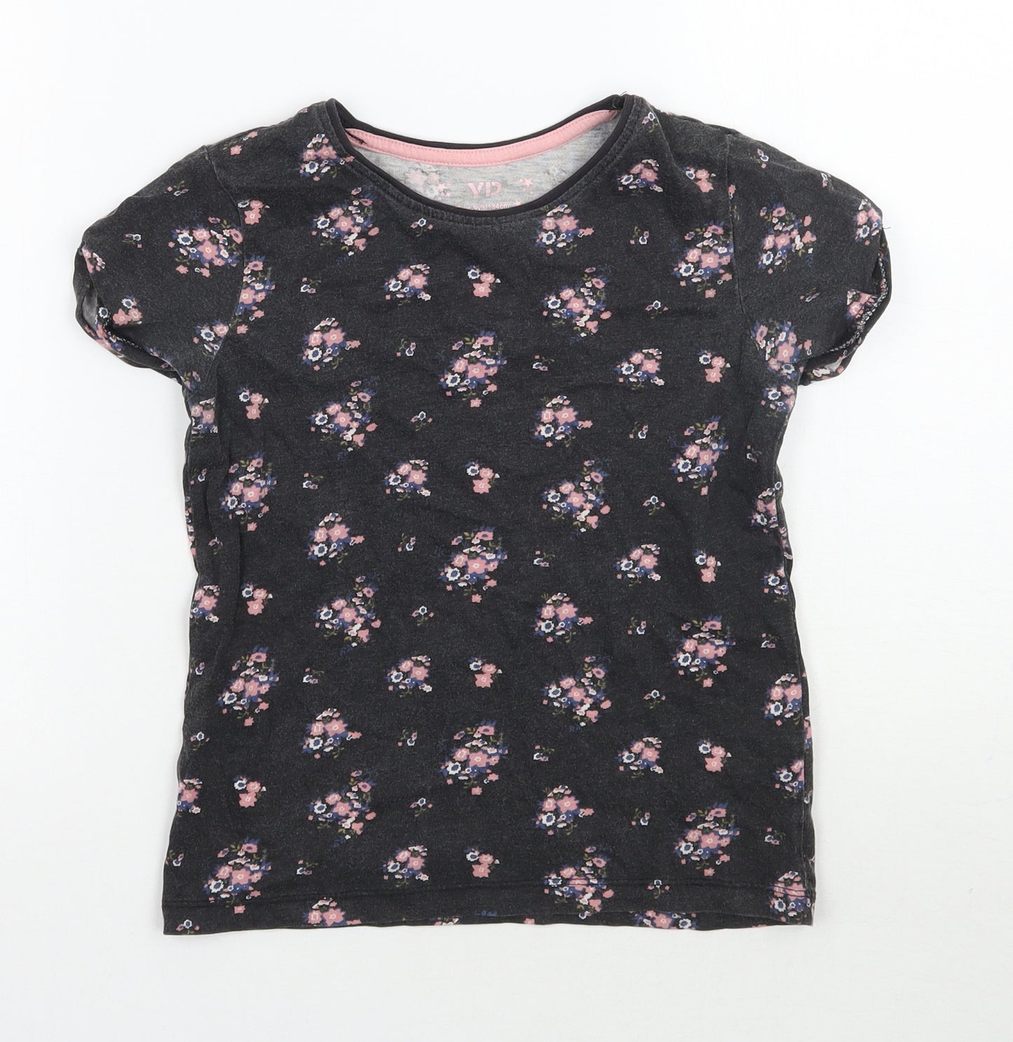 Young Dimension Girls Grey Floral  Basic T-Shirt Size 8-9 Years