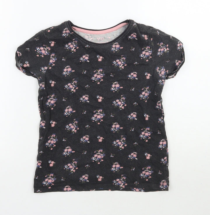 Young Dimension Girls Grey Floral  Basic T-Shirt Size 8-9 Years