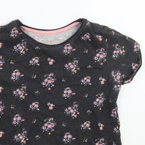 Young Dimension Girls Grey Floral  Basic T-Shirt Size 8-9 Years