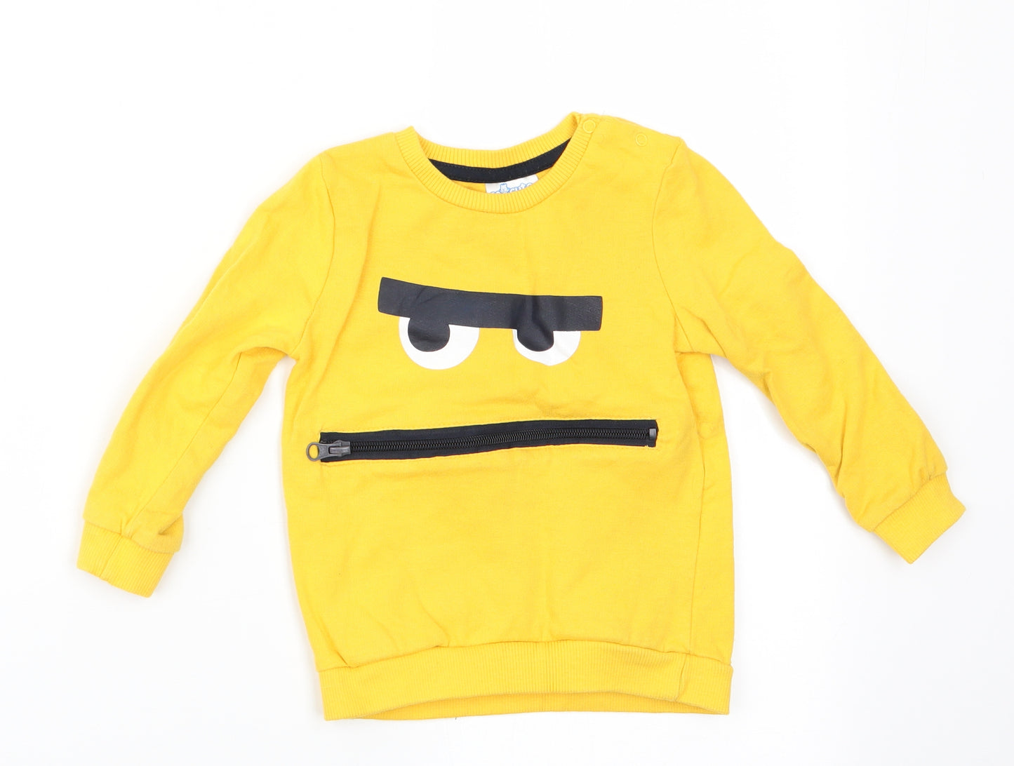 So Cute Boys Yellow   Pullover Jumper Size 12-18 Months  - Zip front pocket