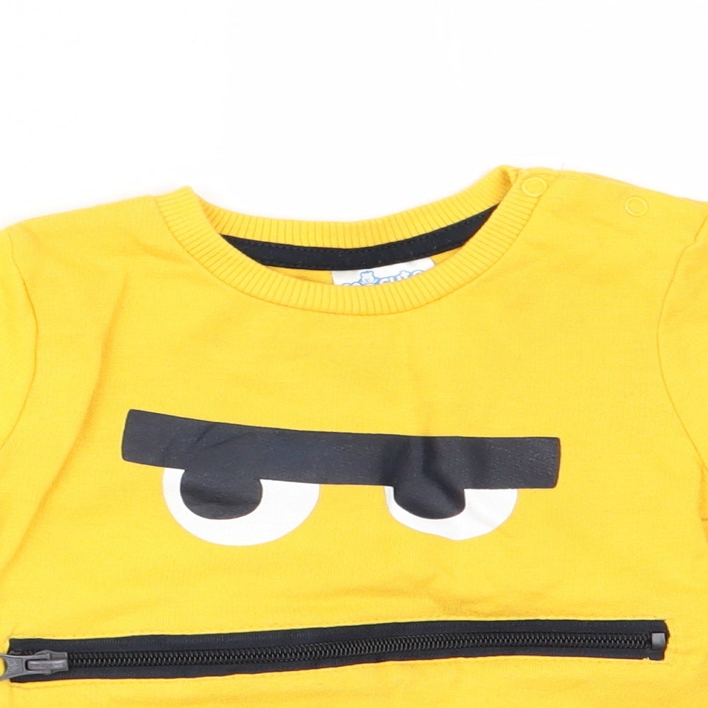 So Cute Boys Yellow   Pullover Jumper Size 12-18 Months  - Zip front pocket