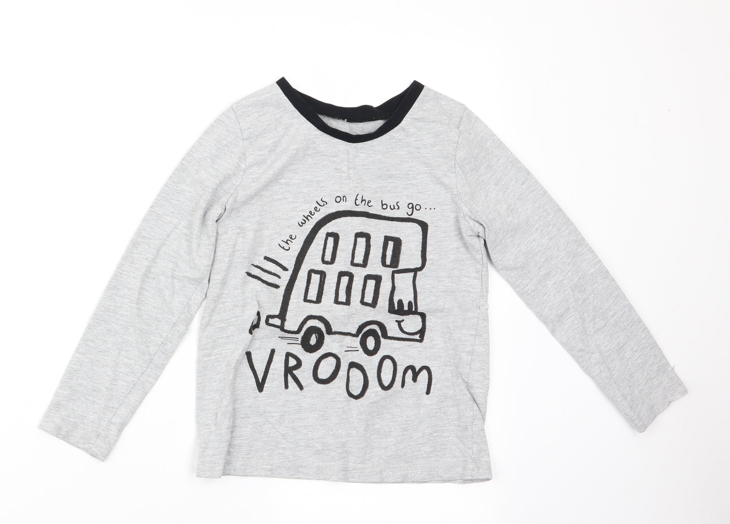 George Boys Grey Solid   Pyjama Top Size 7-8 Years  - buses
