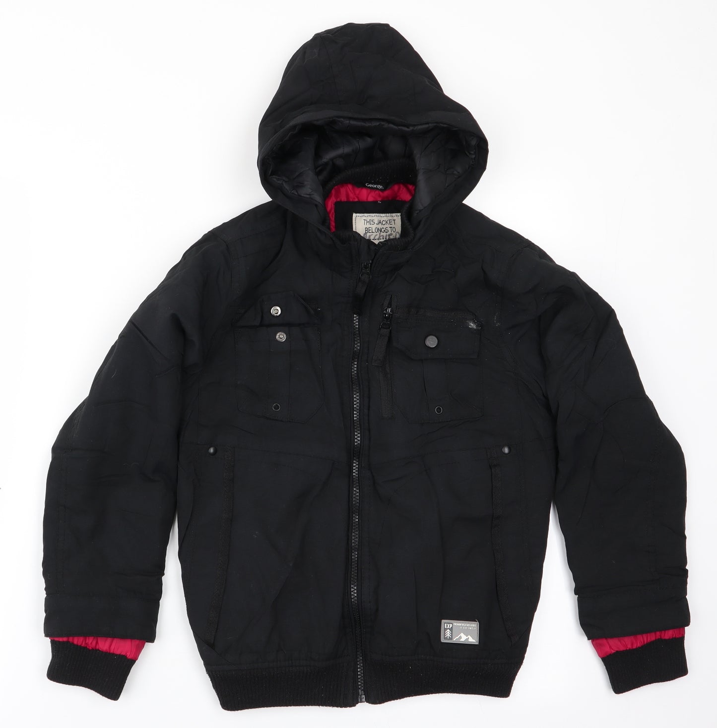 George Boys Black   Anorak Coat Size 8-9 Years