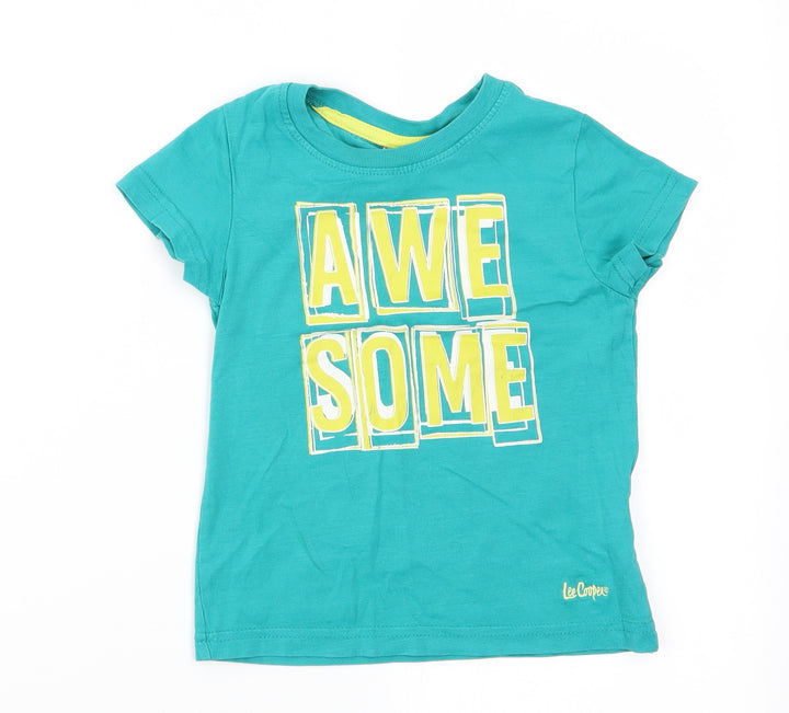 Lee Cooper Boys Green   Basic T-Shirt Size 2-3 Years  - Awesome
