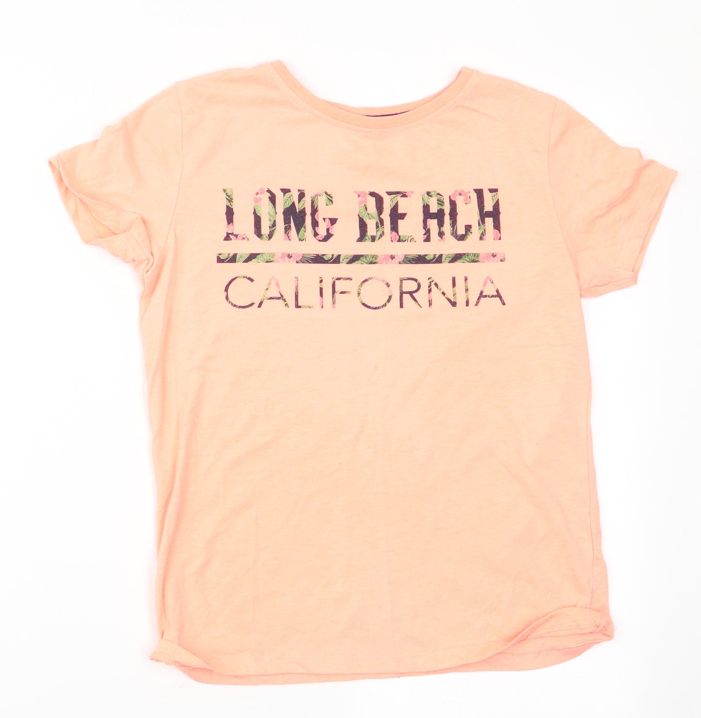 Primark Girls Orange   Basic T-Shirt Size 9-10 Years  - Long Beach