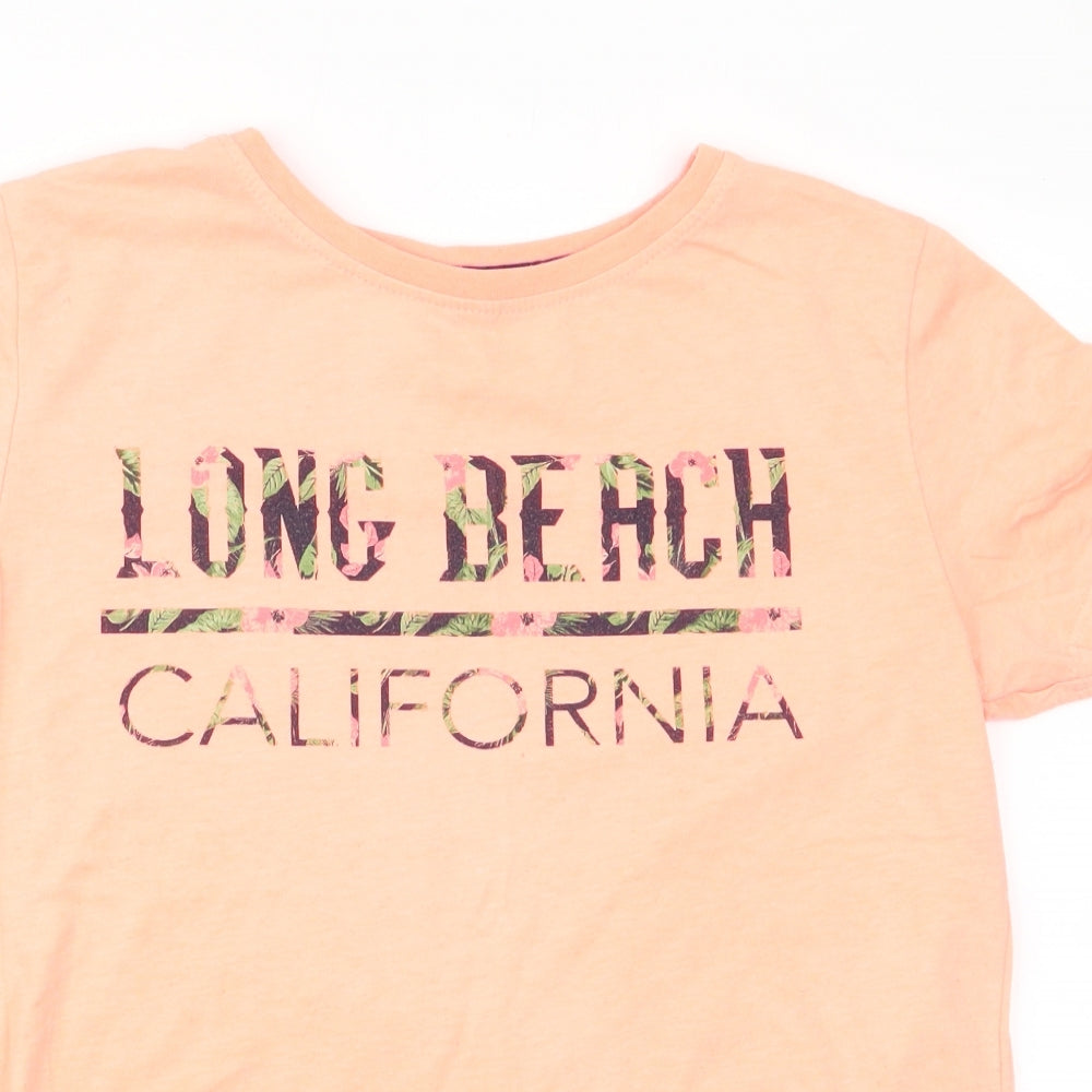 Primark Girls Orange   Basic T-Shirt Size 9-10 Years  - Long Beach