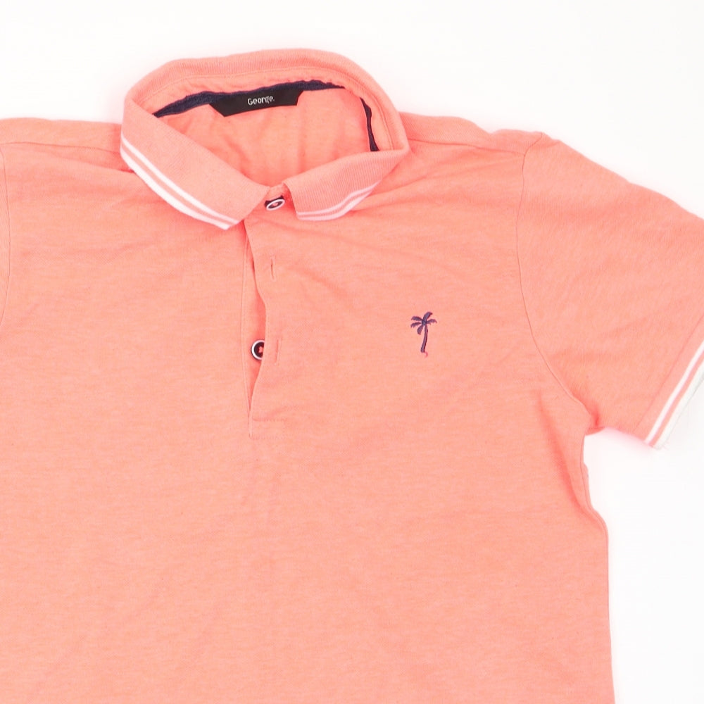 George Girls Orange   Basic Polo Size 10-11 Years  - Palm Tree Logo