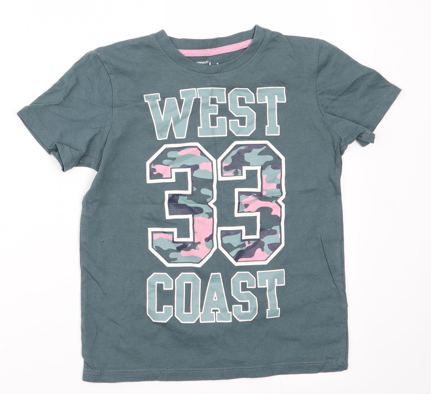 Pep & Co Girls Green   Basic T-Shirt Size 6-7 Years  - West 33 Coast