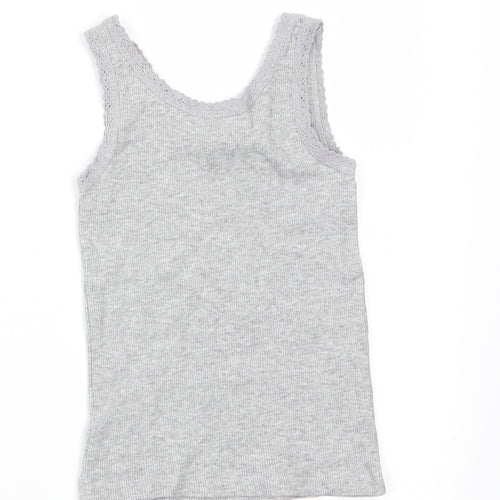 I Love Girlswear Girls Grey   Basic Tank Size 3 Years  - lace trim