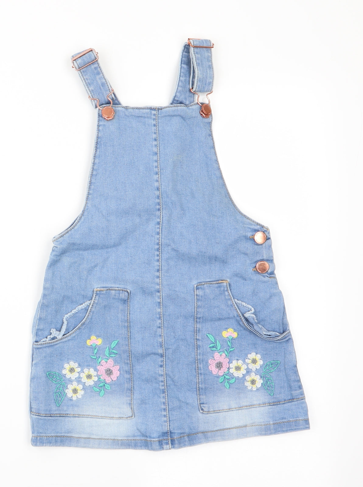 Florence and Fred Girls Blue Floral  Pinafore/Dungaree Dress  Size 4-5 Years