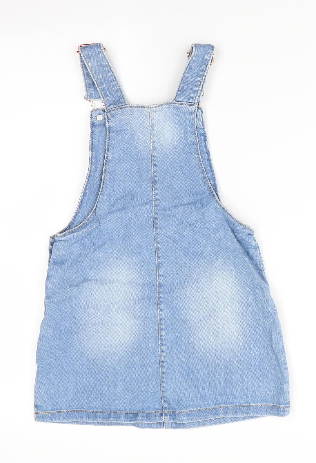 Florence and Fred Girls Blue Floral  Pinafore/Dungaree Dress  Size 4-5 Years